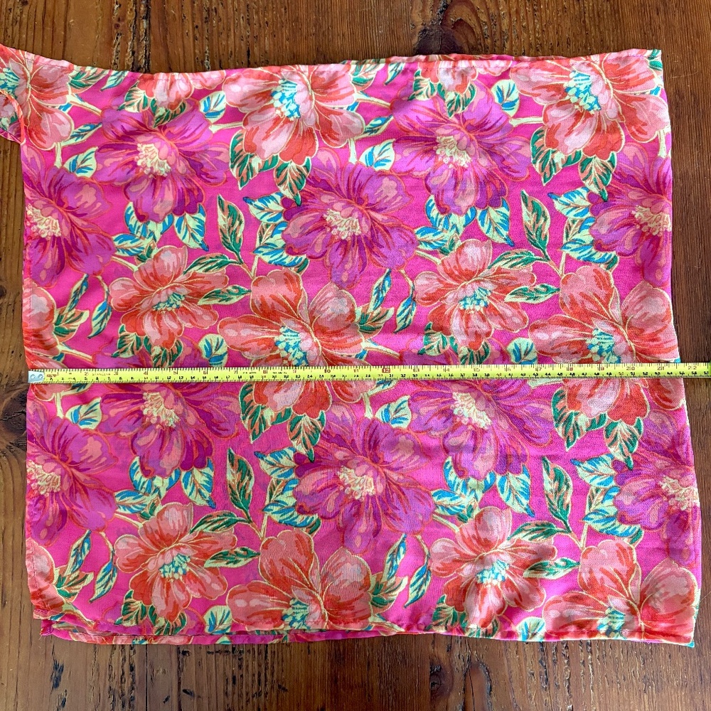 Beach Riot Sarong Sheer Wrap Coverup Melanie Hibiscus Sunset Floral, Pink Orange